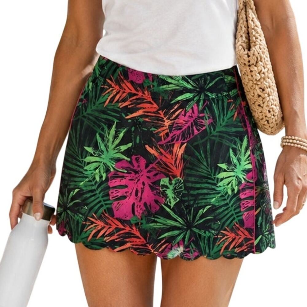 Lady Hagen Tropical Palm Skort Womens Size 4 Navy Green Activewear Tennis Golf